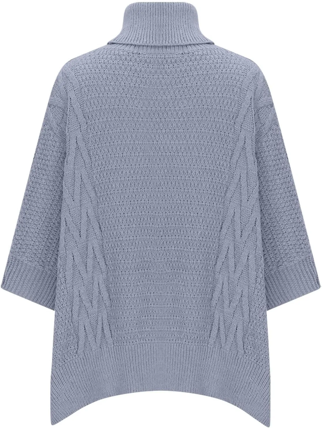 Womens Plus Size Poncho Sweater Oversized Chic Turtleneck Batwing Sleeve Asymmetric Knitted Pullover Shawl Wrap Cape