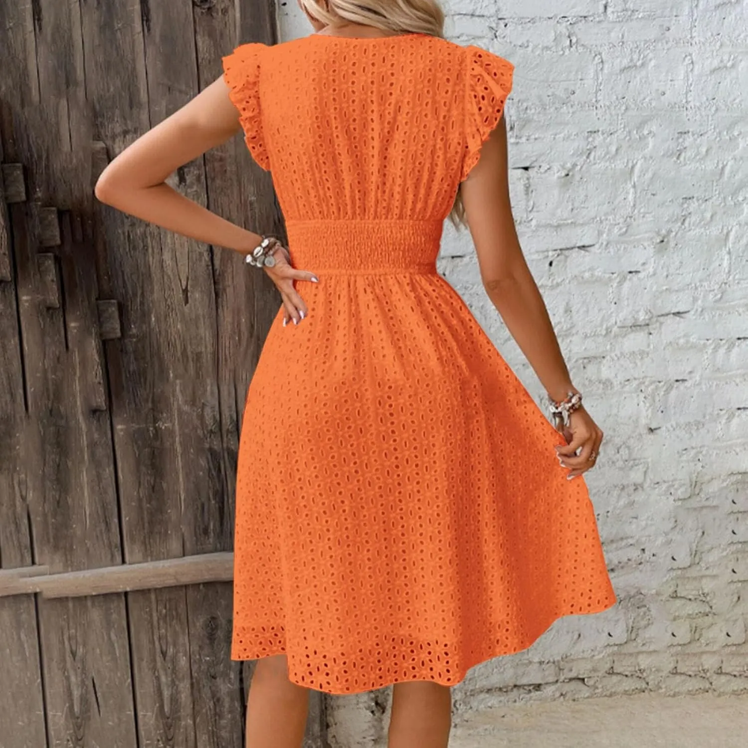 Womens Summer Casual Dress V Neck Short Sleeve Floral Print Boho Beach Sundress Tiered Ruffle Maxi Dress with Pockets