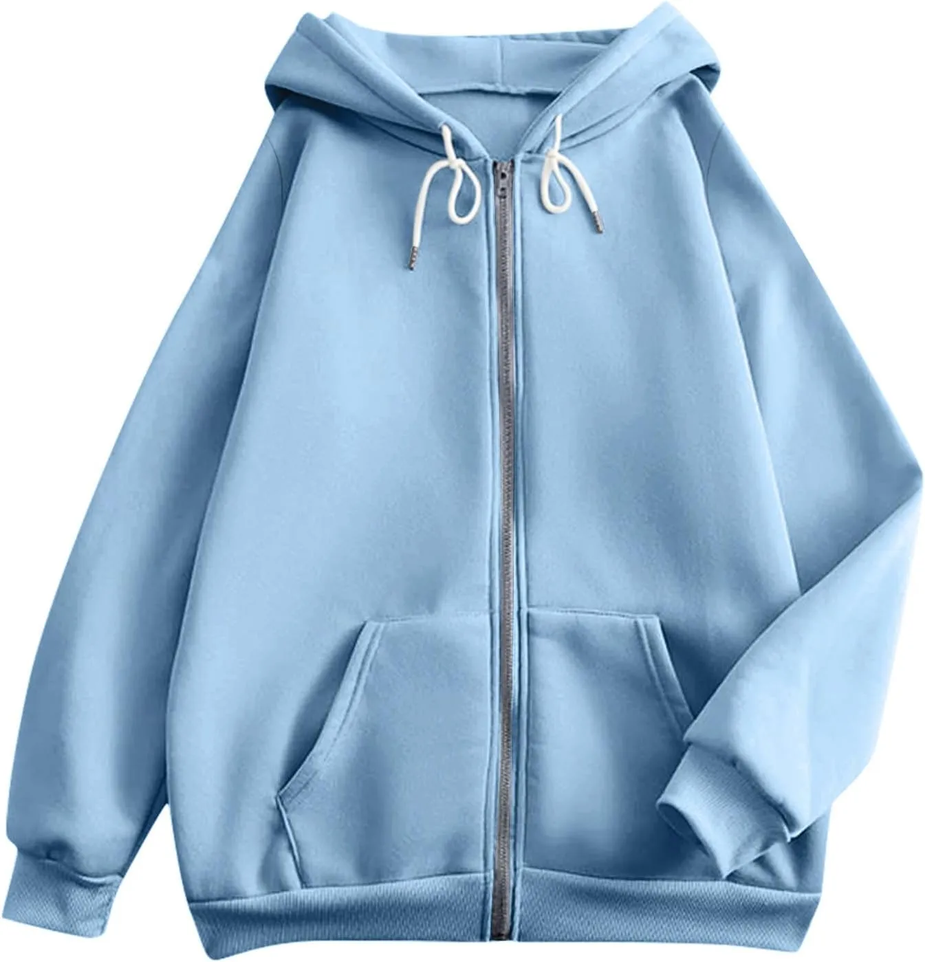 Womens Zip Up Hoodies Casual Long Sleeve Hoodie Jacket Oversized Lightweight Pullover Sweatshirts Tops with Pocket