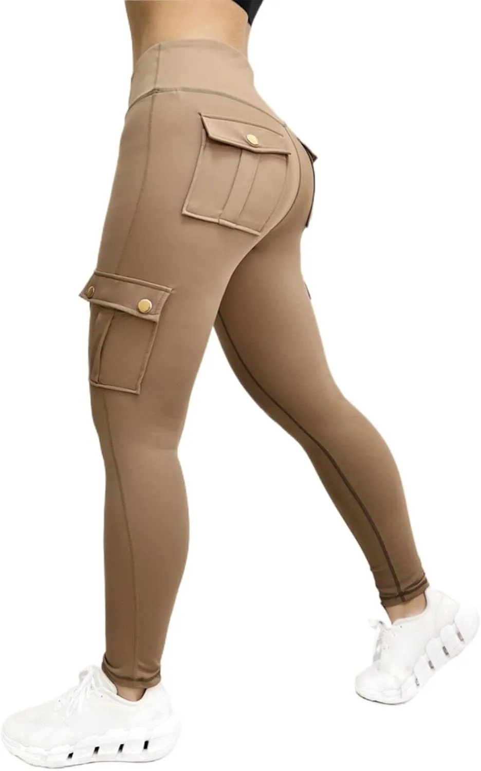 Yoga Pants for Women Tight Stretch Quick Dry Fitness Running Sweatpants High Waist Tapered Trousers with Multi Pocket