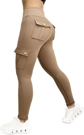 Yoga Pants for Women Tight Stretch Quick Dry Fitness Running Sweatpants High Waist Tapered Trousers with Multi Pocket